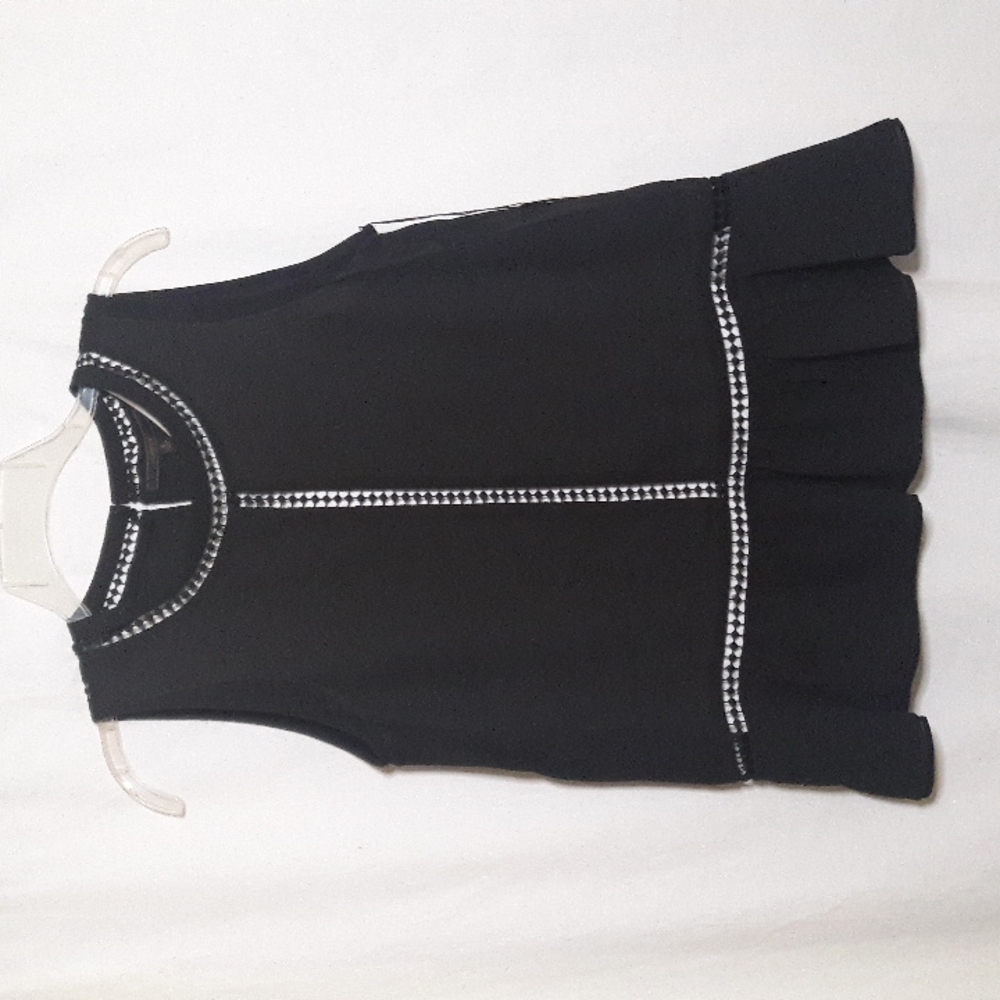 MAXSPORT Trend Black Sleeveless Lace Trim Blouse | Size Small